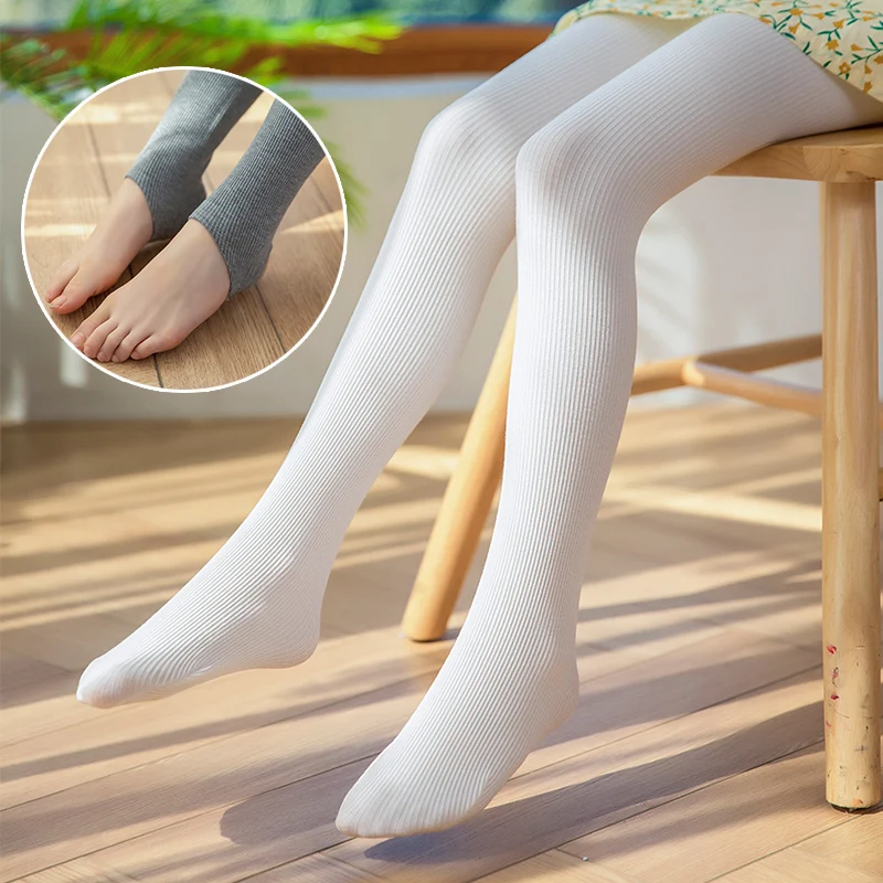 

3-12Y spring autumn kids girls vertical striped tights breathable warmer cotton pantyhose baby student Ballet Dancing stockings