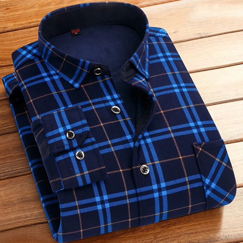 Camisa a rayas con cuello vuelto para hombre, cárdigan a cuadros con bolsillo y botones, Tops formales informales a la moda, Otoño e Invierno