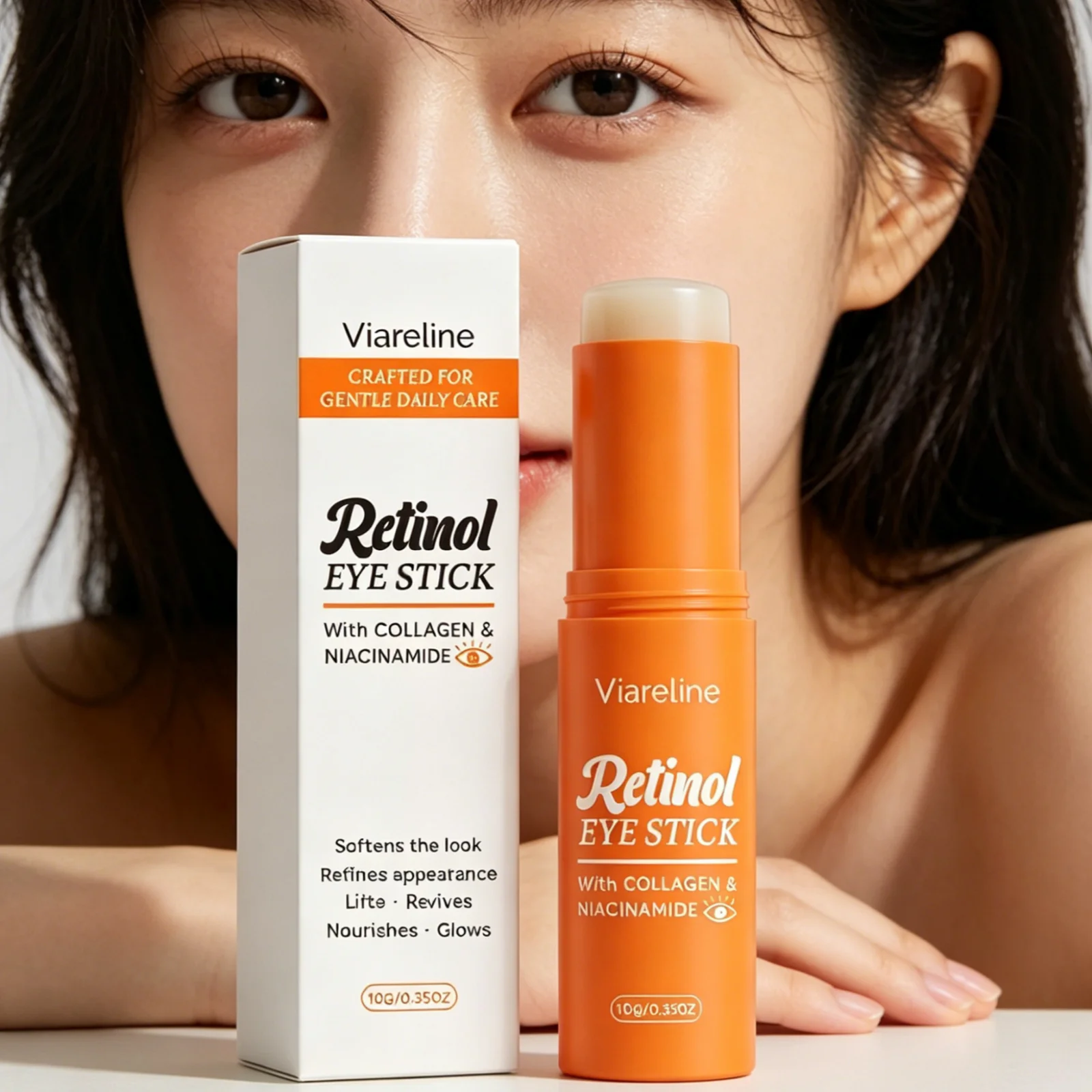 Viareline Retinol Eye Stick Anti Wrinkle Reduce Dark Circles Fade Fine Lines Lifting Firming Non Sticky Under Eye Balm Stick 10g