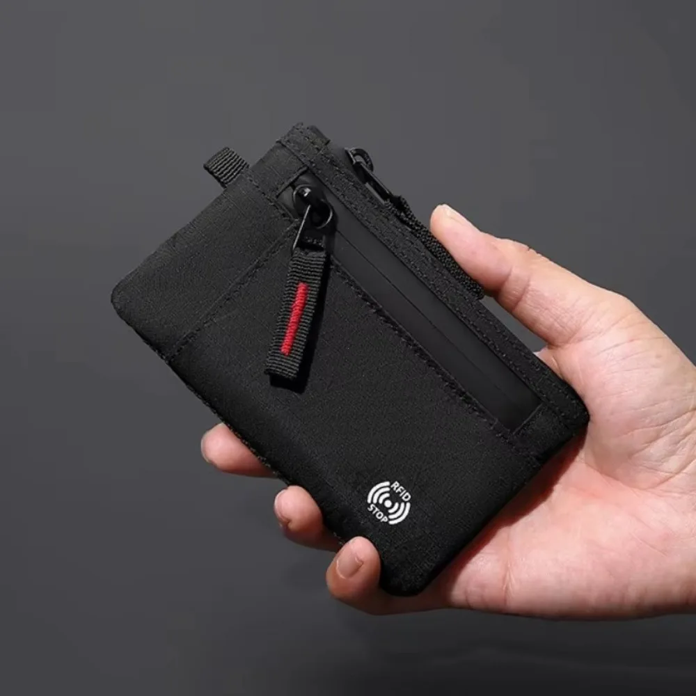 

Роскошный держатель для кредитных карт Rfid, противоугонный тонкий чехол для ключей с застежкой-молнией и карабином, кошелек для монет, мужской кошелек