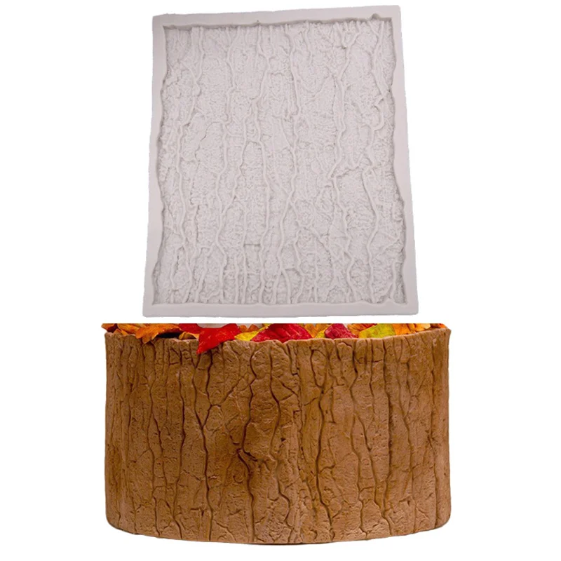 Tree Bark Texture Silicone Mold Wood Pattern Cake Border Fondant Impression Mat DIY Sugarcraft Decoration Baking Tools