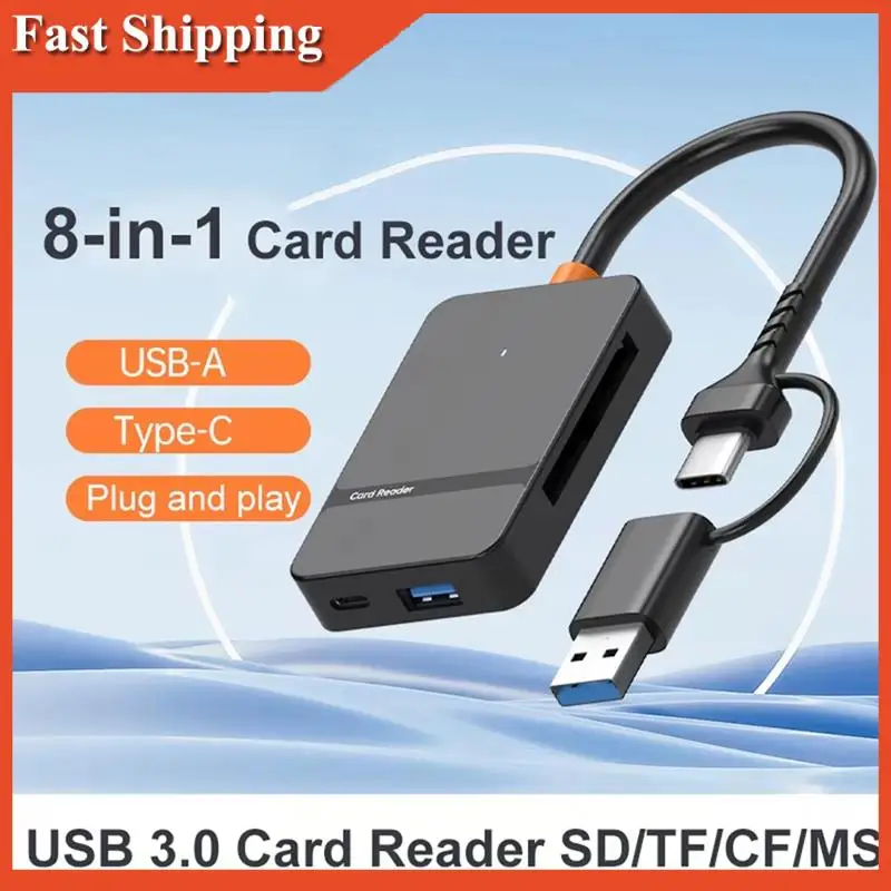 

AB97-USB 3.0 Card Reader SD Micro-SD TF CF MS Compact Flash Card Adapter For Laptop PC Multi Card Reader 8 In 1 Card Reader