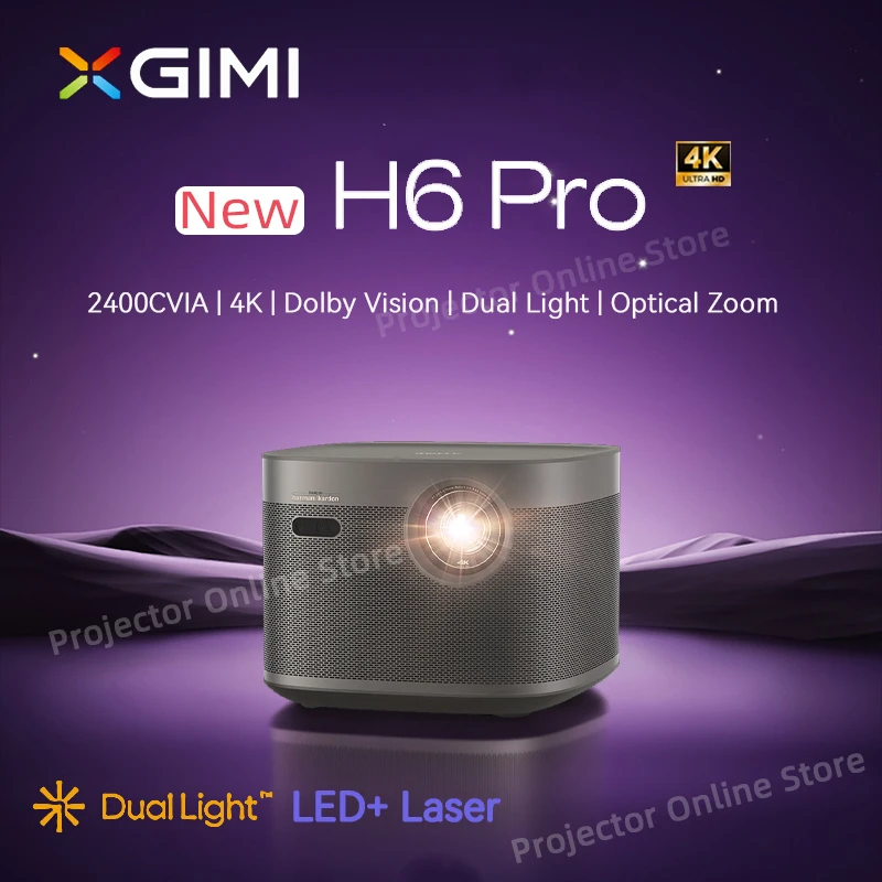 XGIMI-H6 Pro Projetor 4K, LED + Laser, 3840ANSI, H6, H5, Home Theater, Dolby Vision, 3D, TV sem tela, Smart Beamer, 4G + 64G