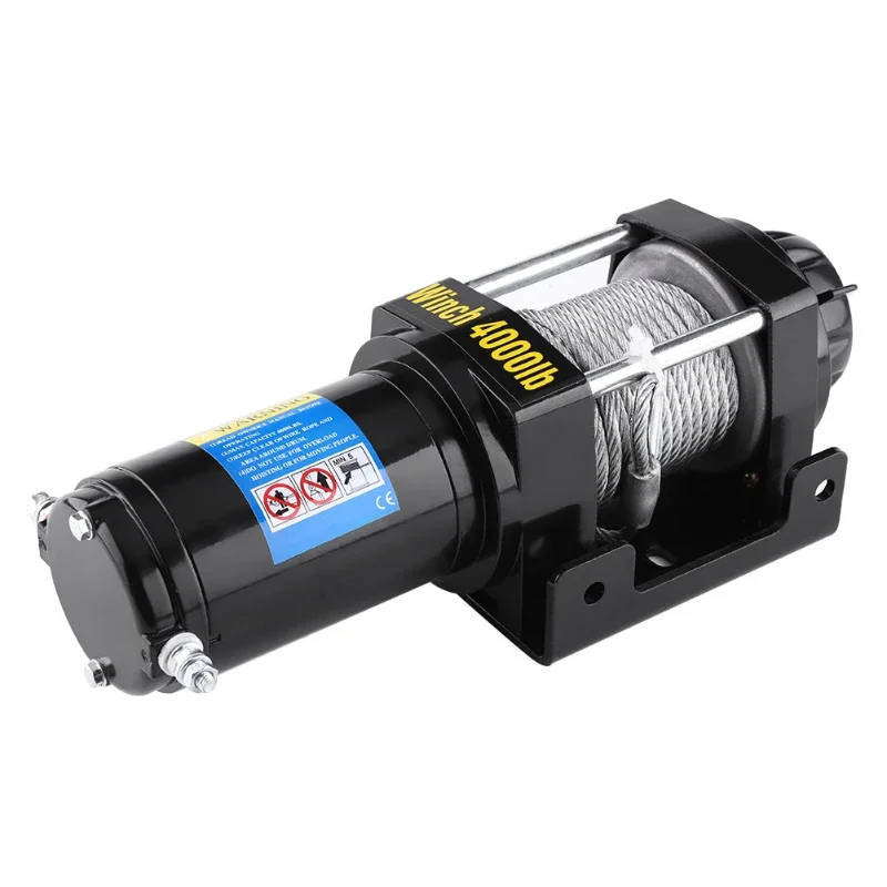 4000 Lbs Electric Winch, DC 12V Steel Cable, Strong Winch, ATV, Marine Winch, 4-Way Roller, Motorcycle Bodywork Fairing Hammer,