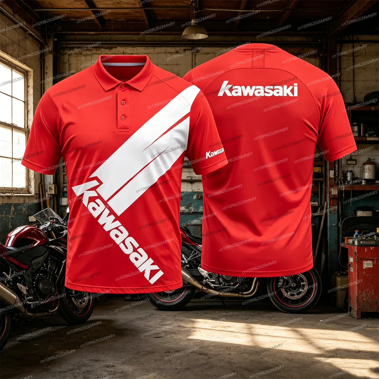 

Summer polo t-shirts for men Short-sleeved Breathable T-shirt 3D Motorcycle Print Kawasaki T-shirt Women tshirt Training Top