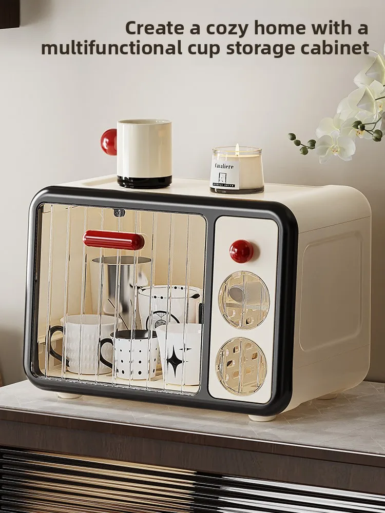 

Creative Trendy Plastic Cup Holder Desktop Tea Cup Tea Set Storage Box Dustproof Coffee Cup Ra Mug elf Kitchen Storage Ca...