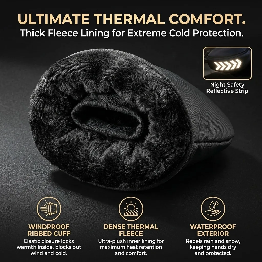 Winter Motorcycle Handlebar Muffs, Windproof Waterproof Thick Warm Gloves, Hand Protector for Motorcycle Bicycle E-Scooter