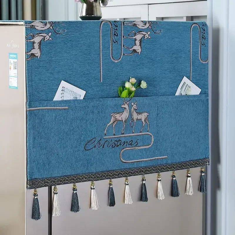 Refrigerator Cover Cloth with pocket Refrigerator Dust Protection Cover Beautiful Household Refrigerator Cover