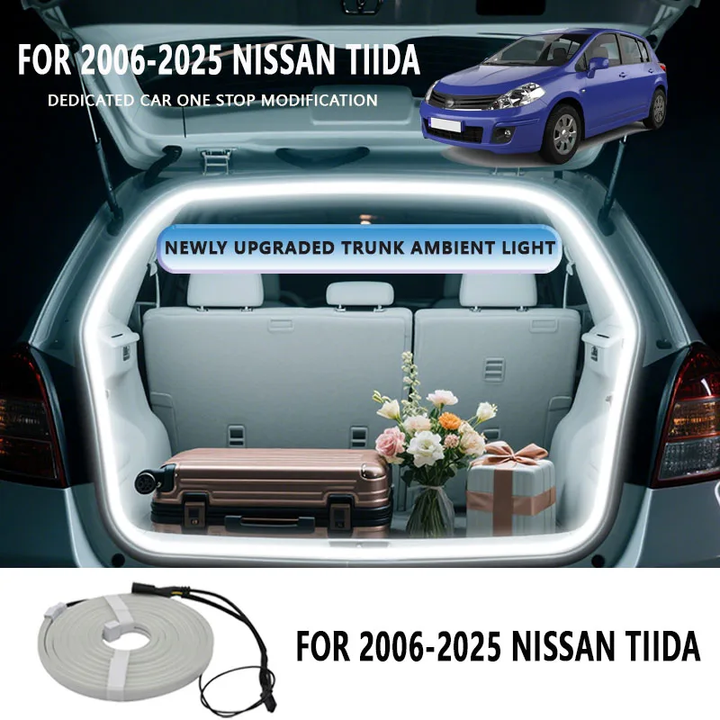 

FOR 2006-2025 NISSAN TIDA Rear Trunk LED Light Bar Strips Trunk Interior Decorative Lamp Strip Luggage Atmosphere Light