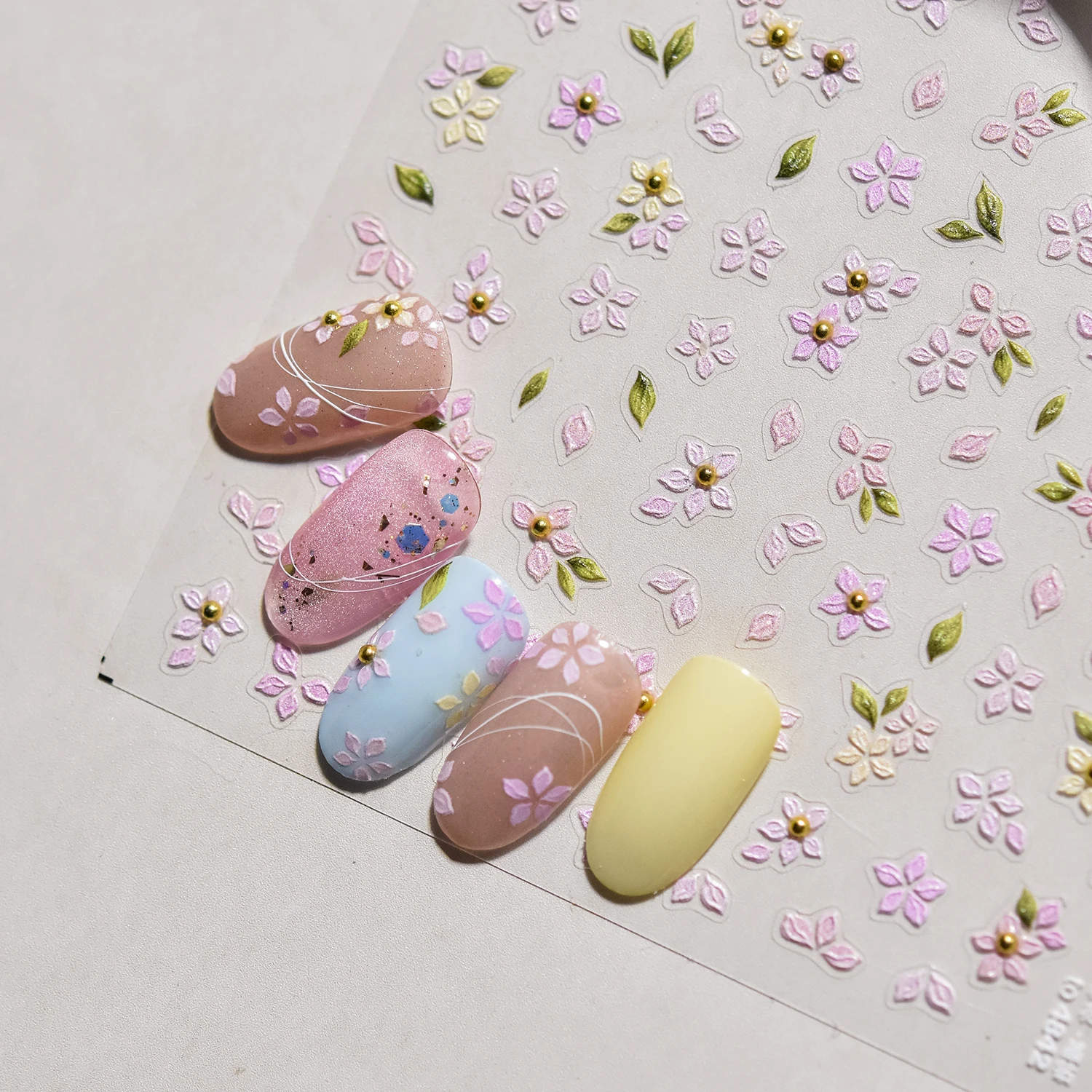 1PCS Pastel Color Small Floral Nail Stickers Mini Floral Print Nail Art Ornaments Great Fairycore Seasonal Style Stickers
