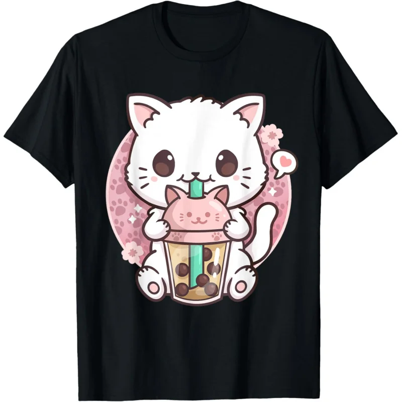 

Boba tea bubble kawaii anime cat Neko T-shirt