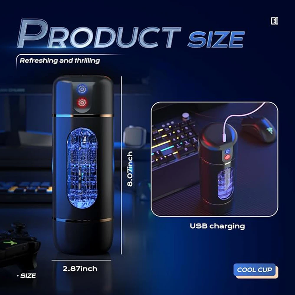 10 Frequency Male Vibration Masturbation Cup Intelligent Voice Interactive Aircraft Cup Penis Exercise Device Adult Sex Products view 6