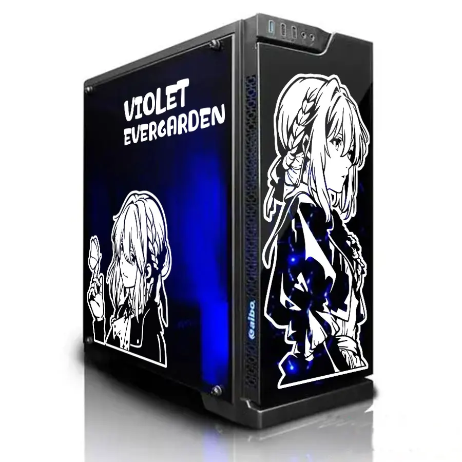 Violet Evergarden Anime Stickers for PC Case,Japanese Cartoon Decor Decals for ATX Computer Chassis Skin,Easy Removable view 3