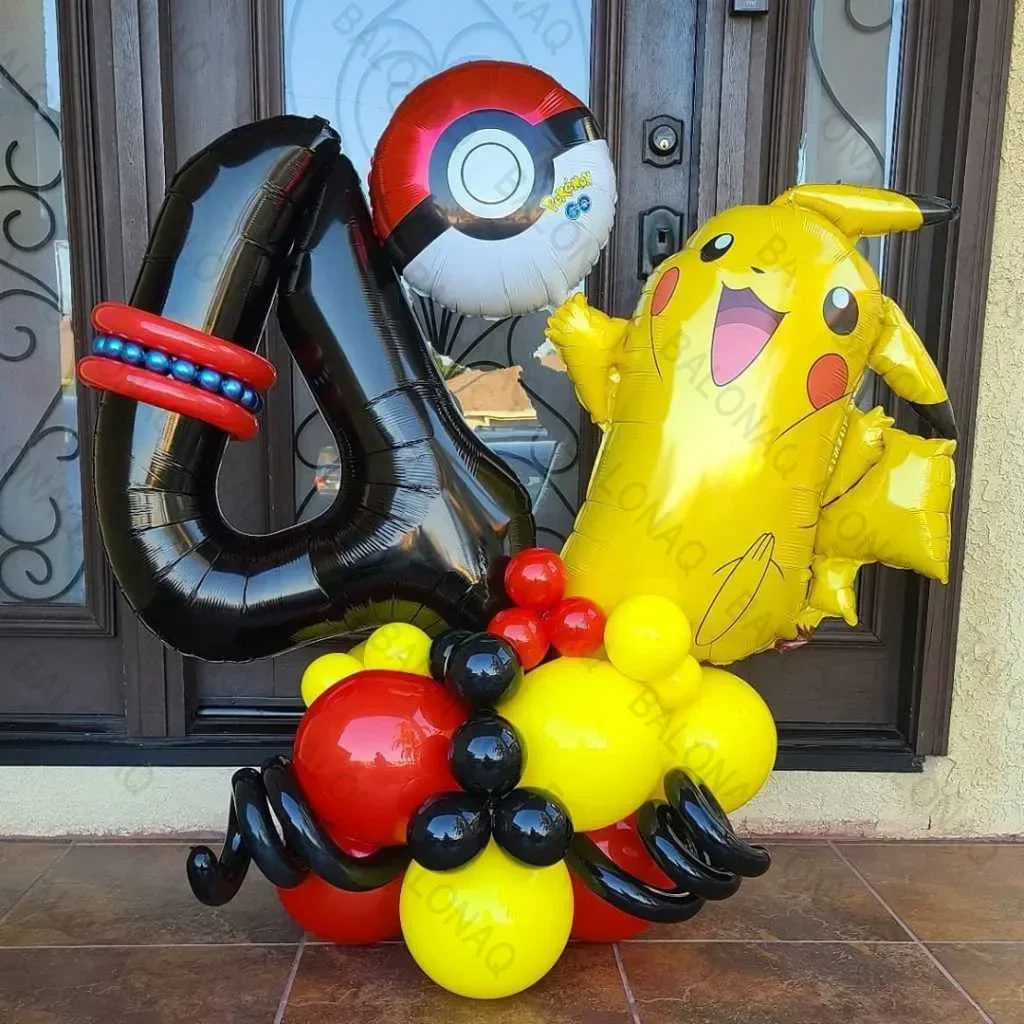 

23pcs Pokemon Pikachu Digital Balloon Set for Children's Party Charmander Squirtle Bulbasaur Birthday Foil Balloon Decoration