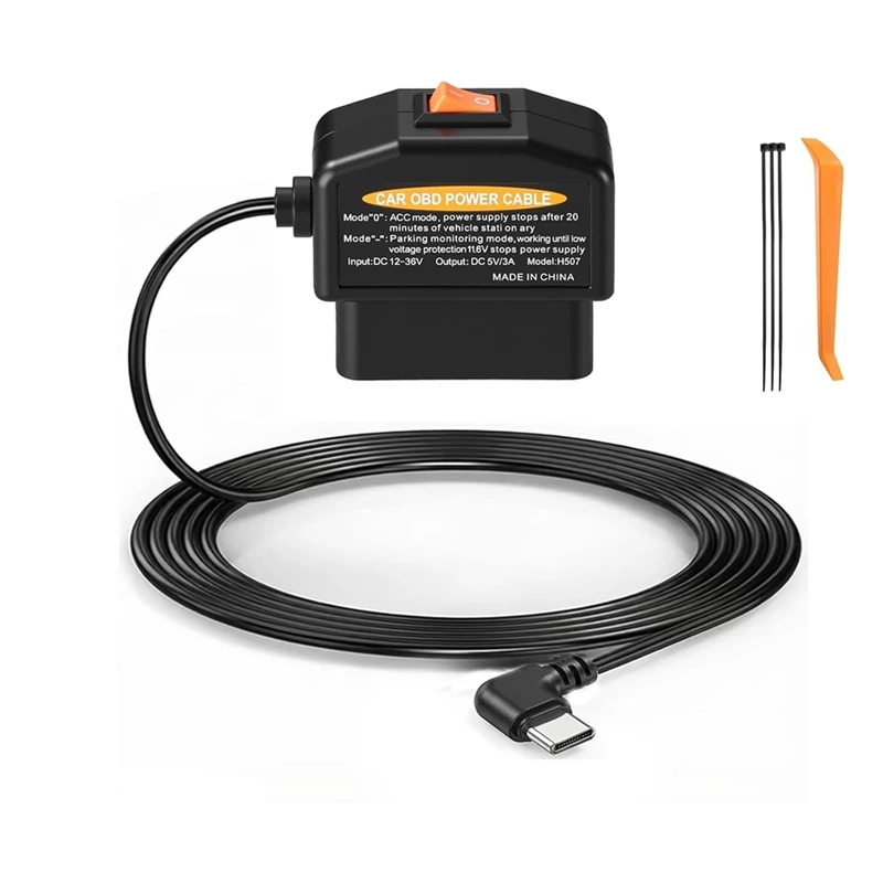 Super Sale OBD Power Cable for Dash Camera,OBD2 to USB C Adapter Hardwire Kit