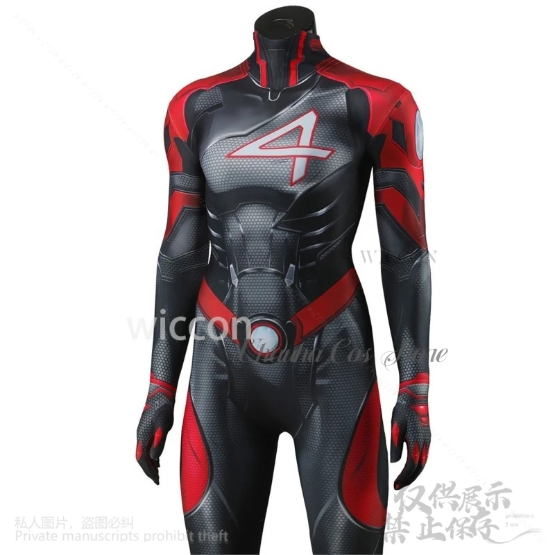 سوزان سو ستورم ريتشاردز أنيمي لعبة المنافسين تأثيري حلي الأسود والأحمر Zentai مثير القوطية بذلة الشرير جيراي كي كوسفسف