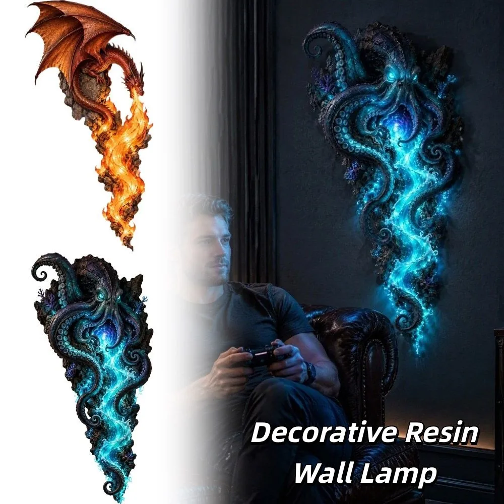 Dragon Octopus Resin Wall Sconce Creative Decorative Wall Lamp Art Sculpture Mountable Art Sculpture Wall Light Home Decoration