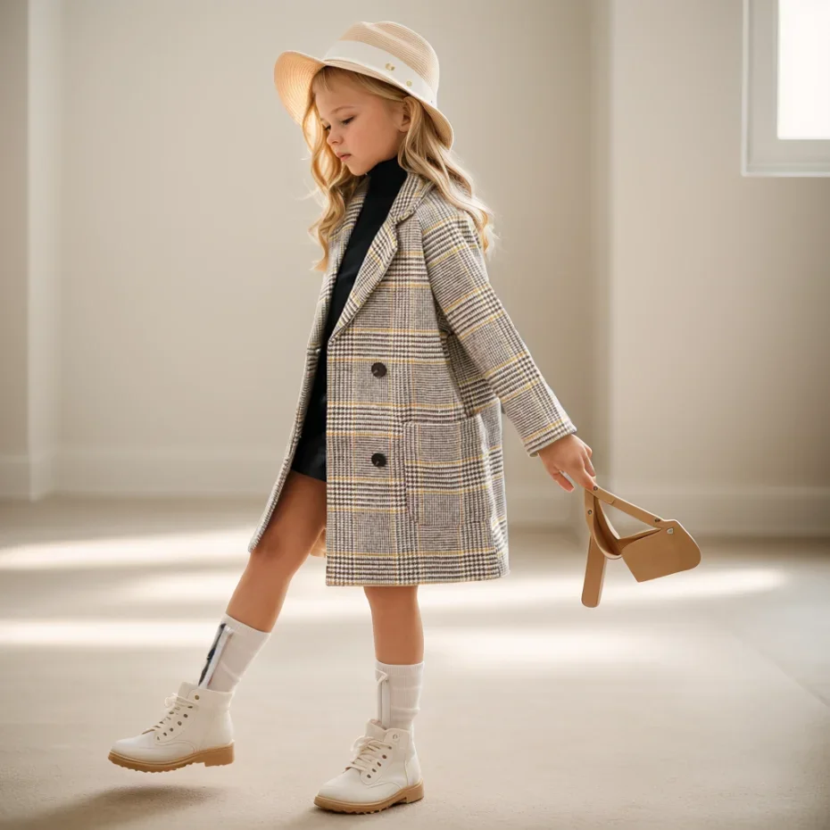 سترة شتوية للفتيات سترة منقوشة للفتيات سترة سميكة دافئة للأطفال سترة أطفال للشباب ملابس الخريف والشتاء