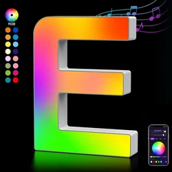 Novelty Lighting LED Letter Custom Splicing Colorful Glitter Alphabet Music Sync Changing Creative Decor Bar Home Light Letter E