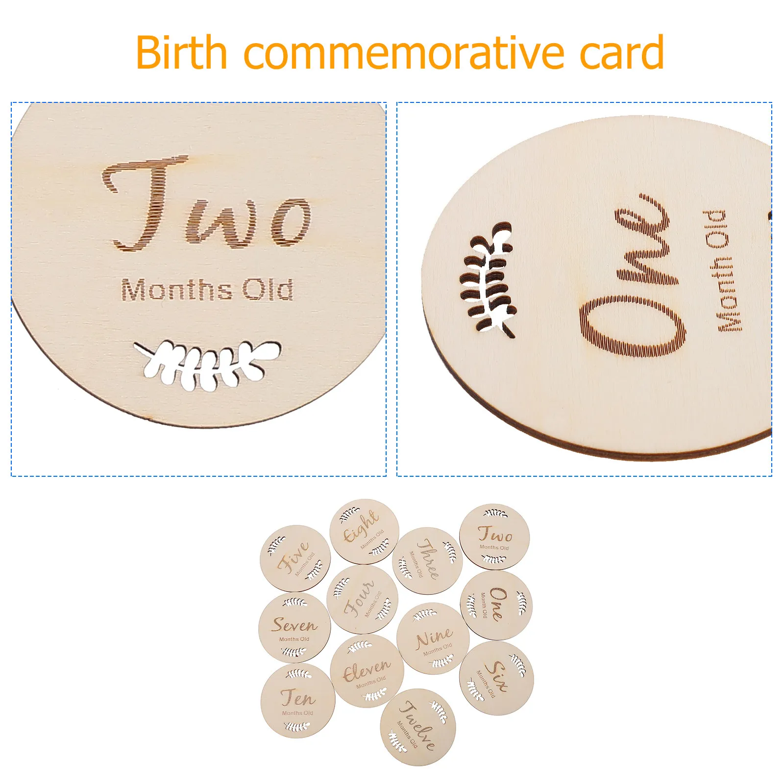 12Pcs Sustainable Wooden Growth Commemorative Cards First Year Milestone Photo Props for Social Media Sharing and Memory
