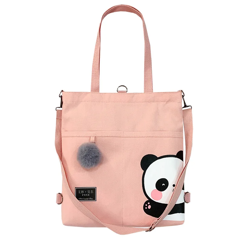 Custom  Korean Ins College Style Cute Little Bear Shoulder Bag Female Japanese Large Capacity Canvas Bag Girl Student Class Bag