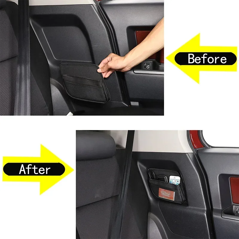 

For 2007-2021 Toyota FJ Cruiser black car styling car rear seat storage bag sticker car interior modification accessories 2Pcs