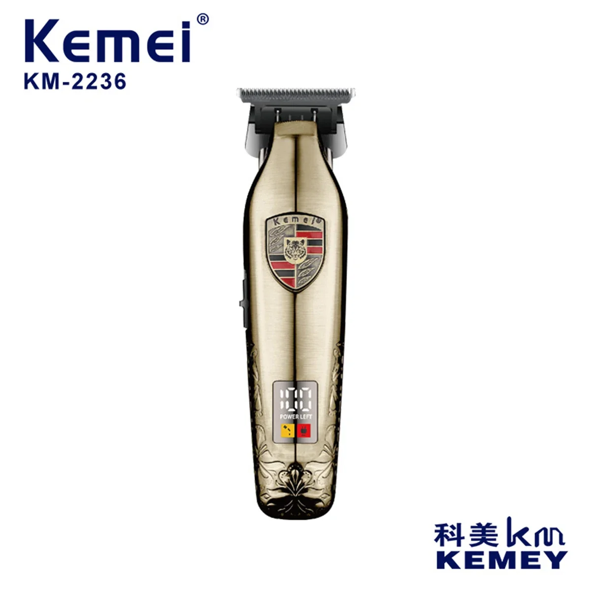 Kemei KM-2236 Brushless Motor Professional Hair Clipper for Men DLC Blade Full Metal LCD Hair Trimmer Machine Finishing Machine