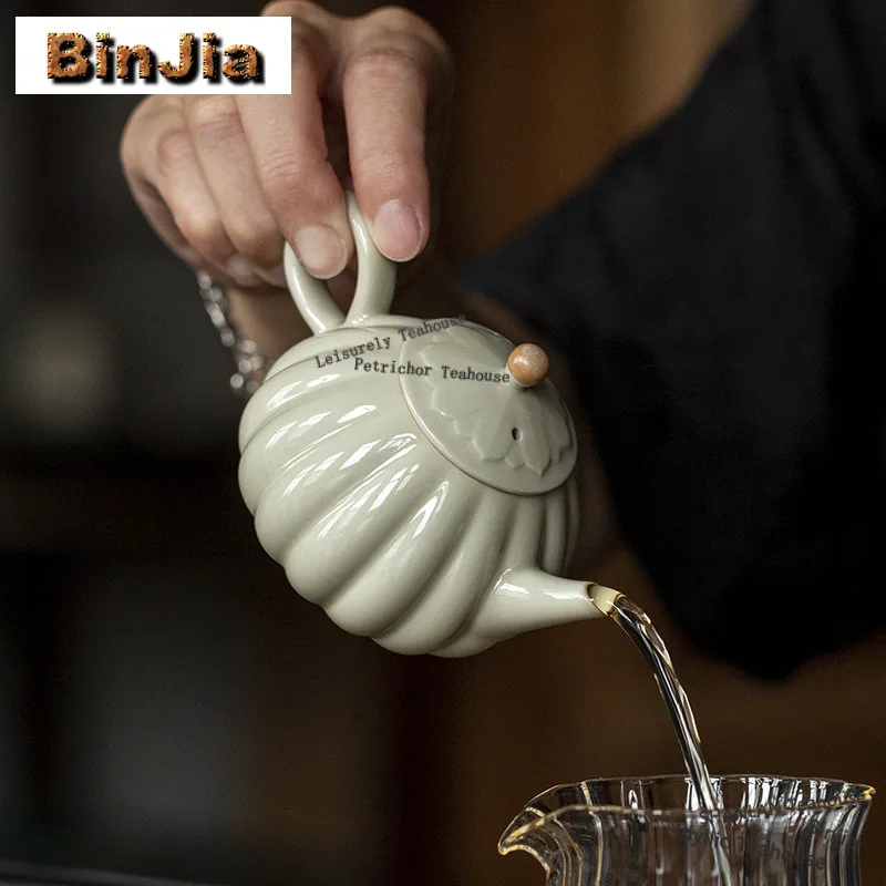120ml Relief Chrysanthemum Petals Teapot Handmade Tea Infuser Pot Household Tea Maker Kettle With Ball Hole Tableware Craft view 2