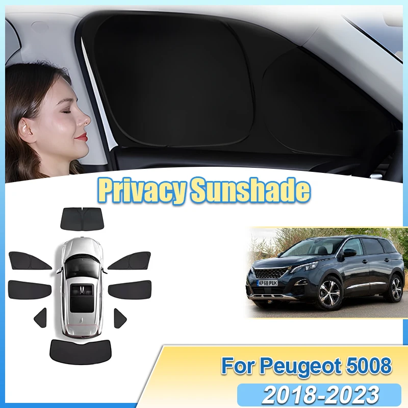 

Car Sunshades For Peugeot 5008 P87 MK2 2018-2023 Anti-UV Full Cover Visors Sunscreen Side Window Tools Black Privacy Accessories