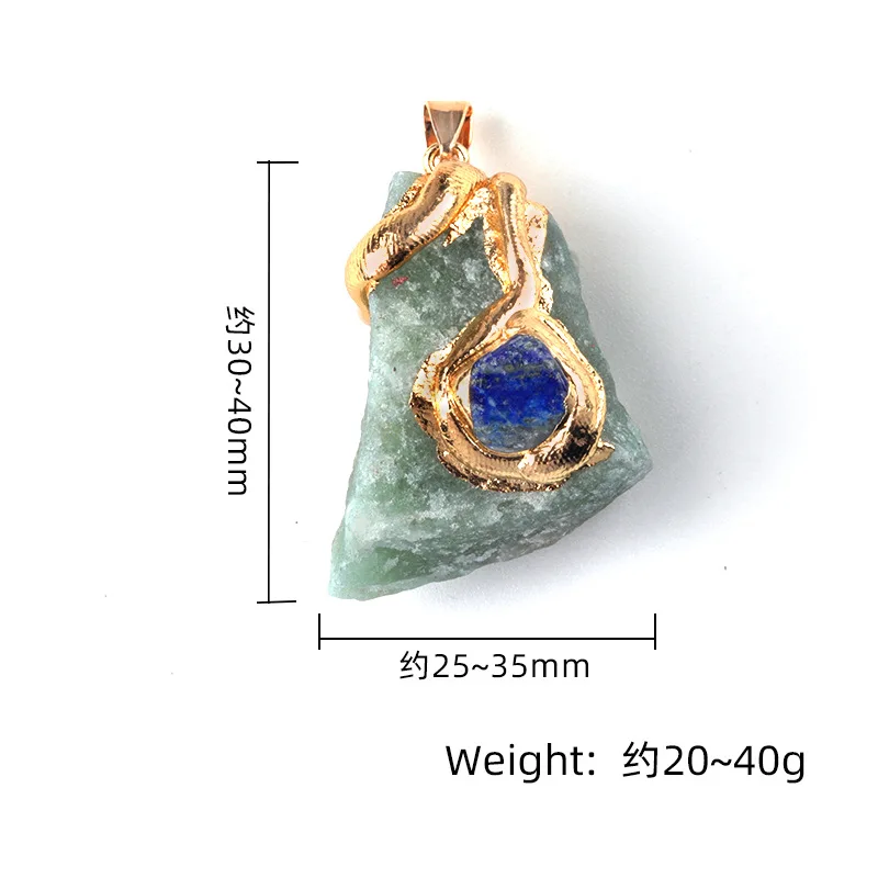 2pcs New Fashion Crystal Fluorite Natural Raw Stone Inlaid with random colors Irregular Pendant DIY Women Men's Jewelry Necklace