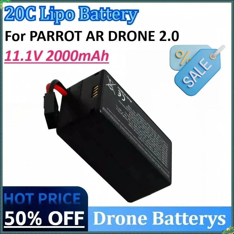 

11.1V 2000mAh 20C High Quality Lithium Battery High-Capacity Rechargeable Lipo Battery for PARROT AR DRONE 2.0 Quadcopter Drone