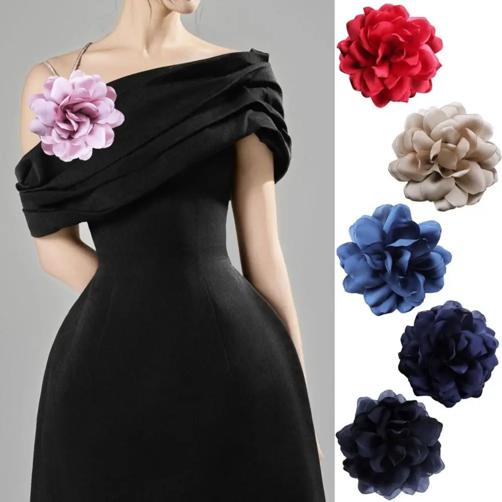 2024 12cm cetim camélia flor broche moda francesa floral corsage feminino grampos de cabelo multi-camadas all-match vestido acessório