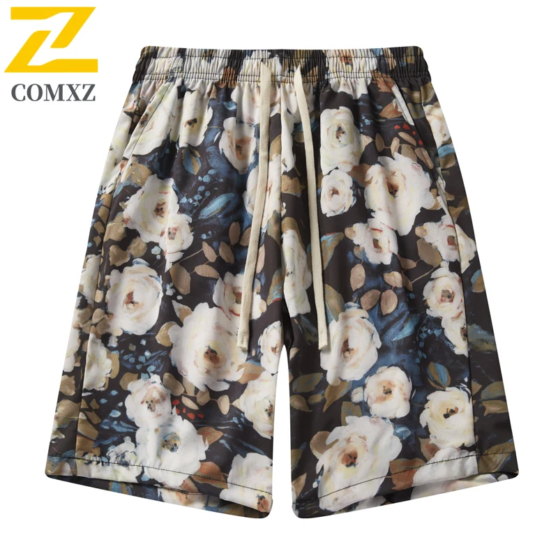 

Ice Silk Casual Men's Pants Fashionable Prints Versatile and Quick Drying Beach Shorts Elastic Waist Surfing Sports Men's Pants