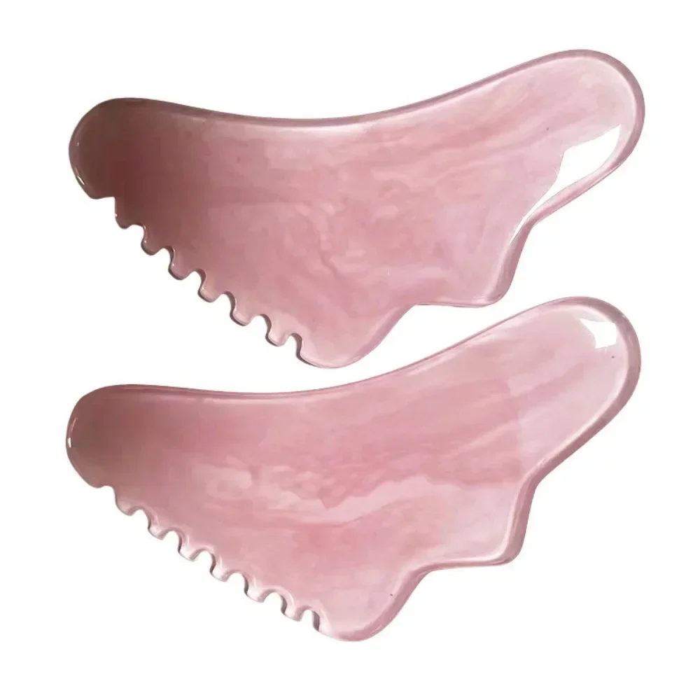 Natural Resin Heart-shaped Tooth Comb Scraping Board Pink Full Body Acupuncture Massage Face Lifting Beauty Massag Tool Handheld