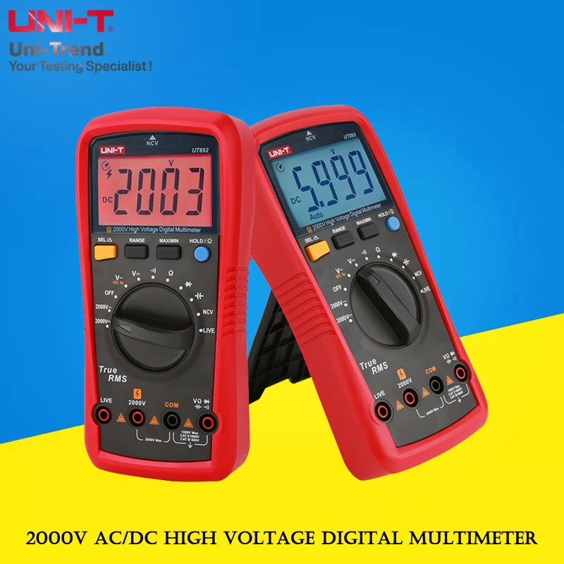 

UNI-T UT892 2000V AC/DC High Voltage Digital Multimeter/True RMS Auto-Range Electrician Multimeter/VFC/NCV