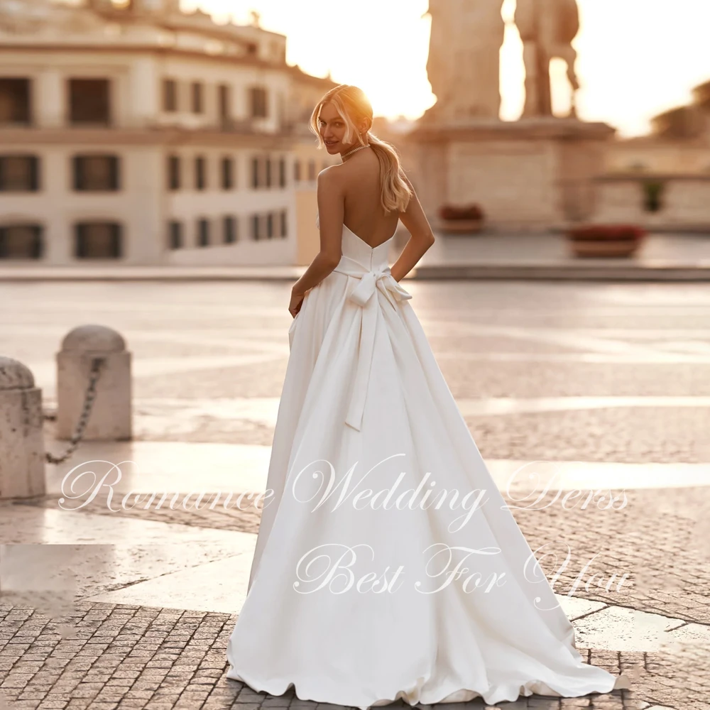 Elegant Pleat Sleeveless A-Line Wedding Dress Sashes Women 2026 Off V-Neck Open Back Bridal Gown Vestidos De Novia Customized