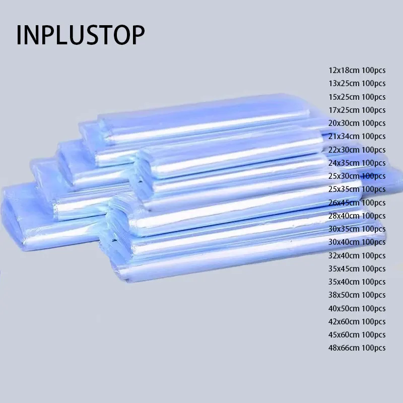 

INPLUSTOP 100pcs Heat Shrink Film Sealed Shoes Bag Clear Dust-proof Blower Heat Seal Shrinkable Pouch Travel Shoe Storage Bags