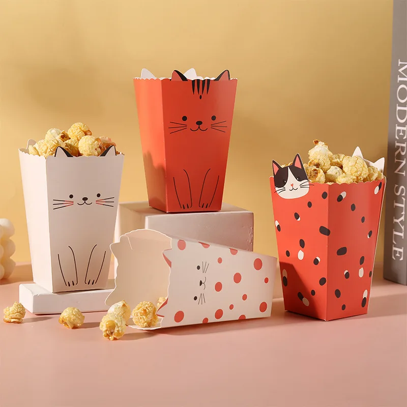 8/16/24/40 Stück Niedliche Katzen-Popcorn-Box Lebensmittelverpackungsbox Katzen-Geburtstagsparty Babyparty-Dekorationszubehör – Detail 5