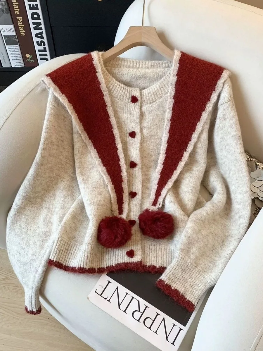 

Милый вязаный кардиган с запахом и запахом, универсальная модная верхняя одежда, топ для женщин, Thiened Long Sve, обычная длина