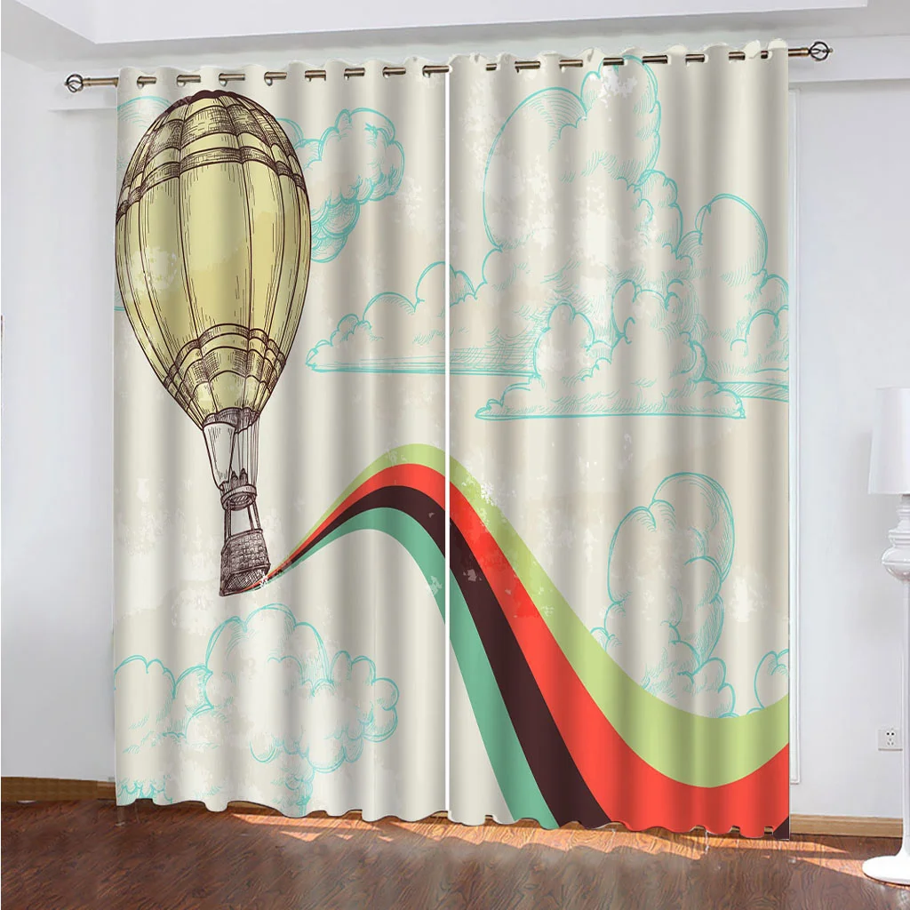 Nordic Curtain 3D Hot Air Balloon Curtain For Restaurants Public Places Living Rooms Bedroom Office Cortina, Blackout Curtains