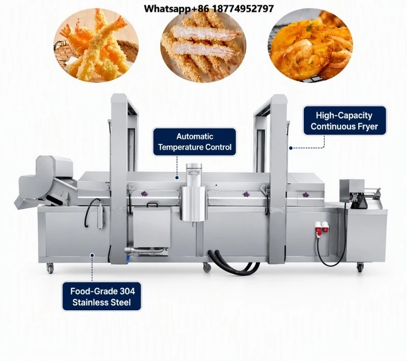 Industrial Electric New Fully Automatic Food Frying Line for Potato Chips and Fried Chicken 304 Stainless Steel