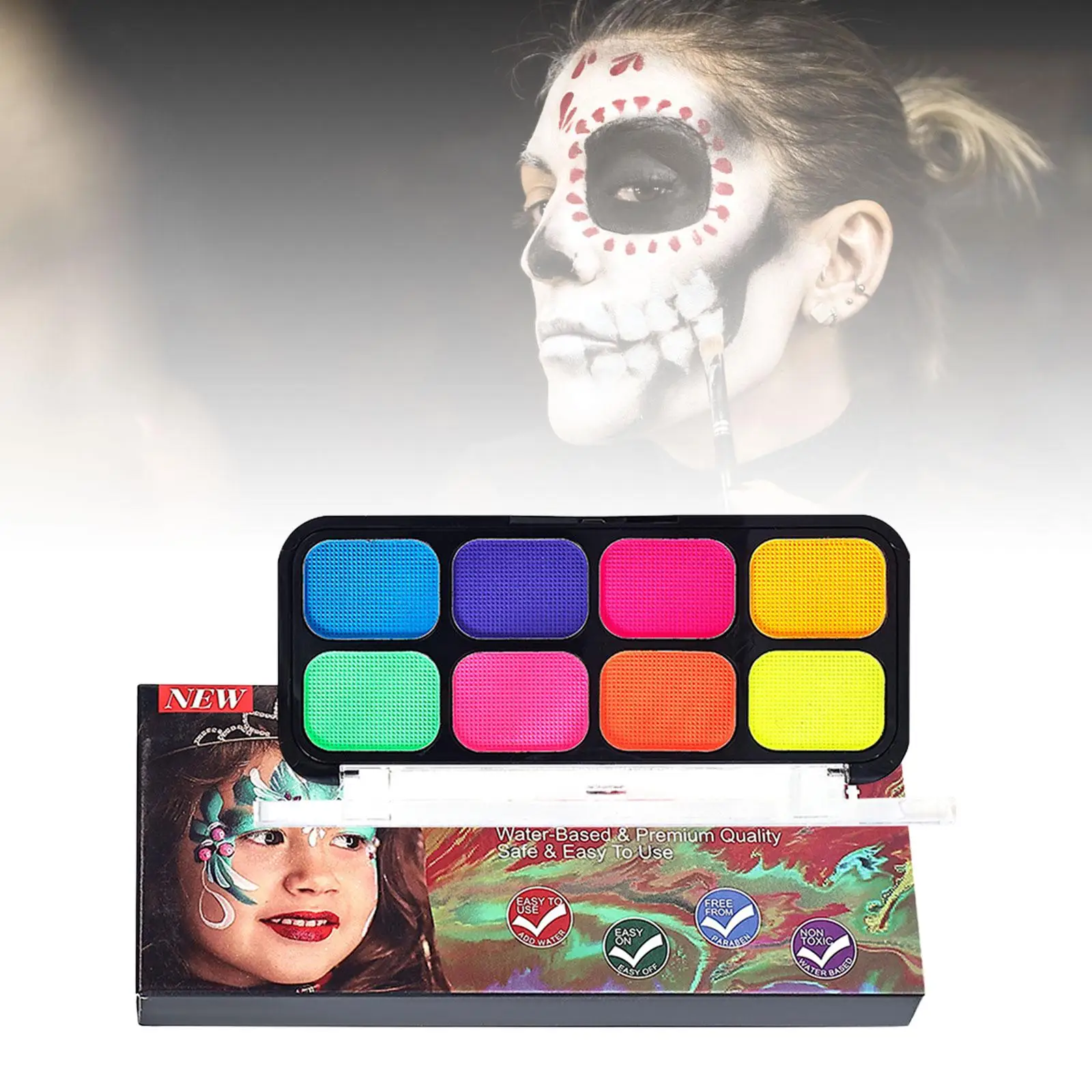 Make-up-Palette, 8-Farben-Gesichtsbemalungspalette für Karneval, Make-up, Festival