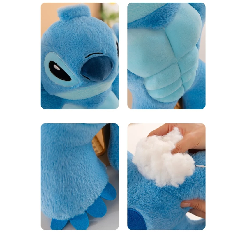 40/70cm Disney Lilo and Stitch Kawaii Muscle Plush Toys Cartoon Plushie Anime Stich Dolls Pillow Stuffed Kids Birthday Xmas Gift