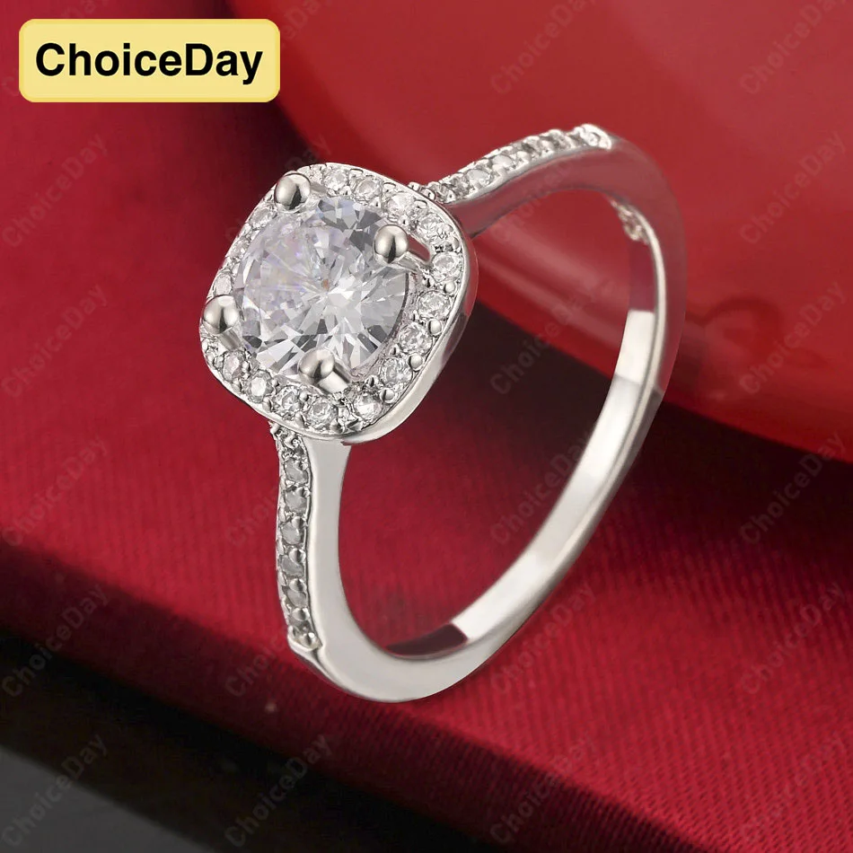 

ChoiceDay Luxury 925 Sterling Silver 7-10 Exquisite Zircon Ring Women's Gift Party Elegant Jewelry Accessories