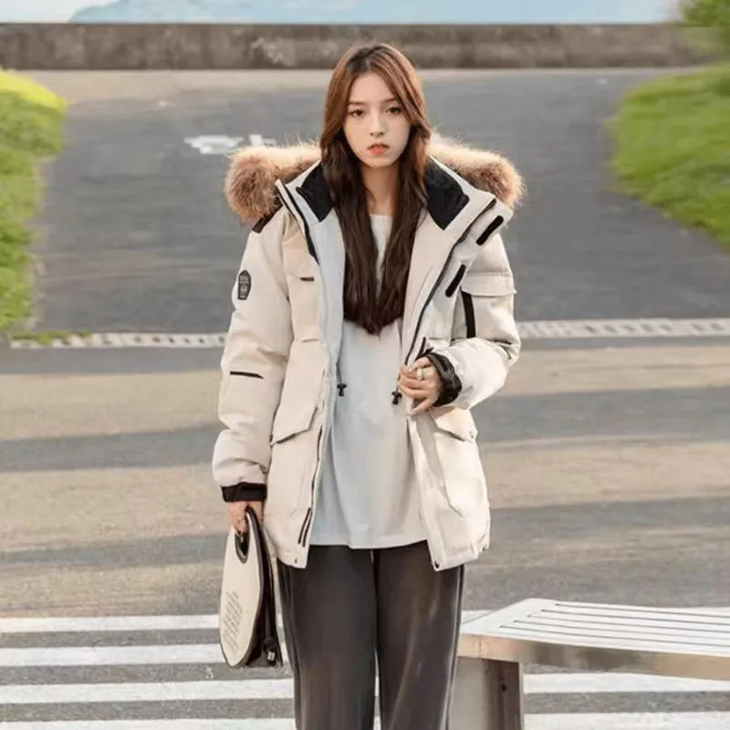 Down Jacket White Duck Down Minus Zero New Men's and Women's Thickened Medium and Long Tooling Couple's Fall Winter Warm Jacket