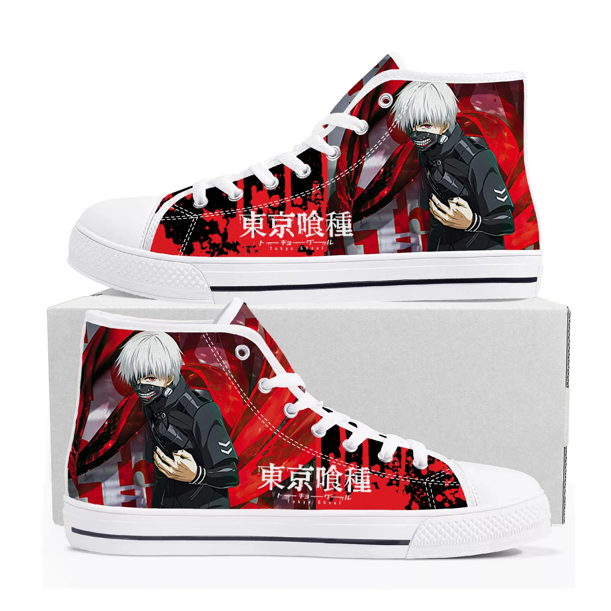 Anime Tokyo Ghoul Manga Ken Kaneki High Top Quality Sneakers Mens Womens Teenager Canvas Sneaker Casual Couple Shoes Custom Shoe