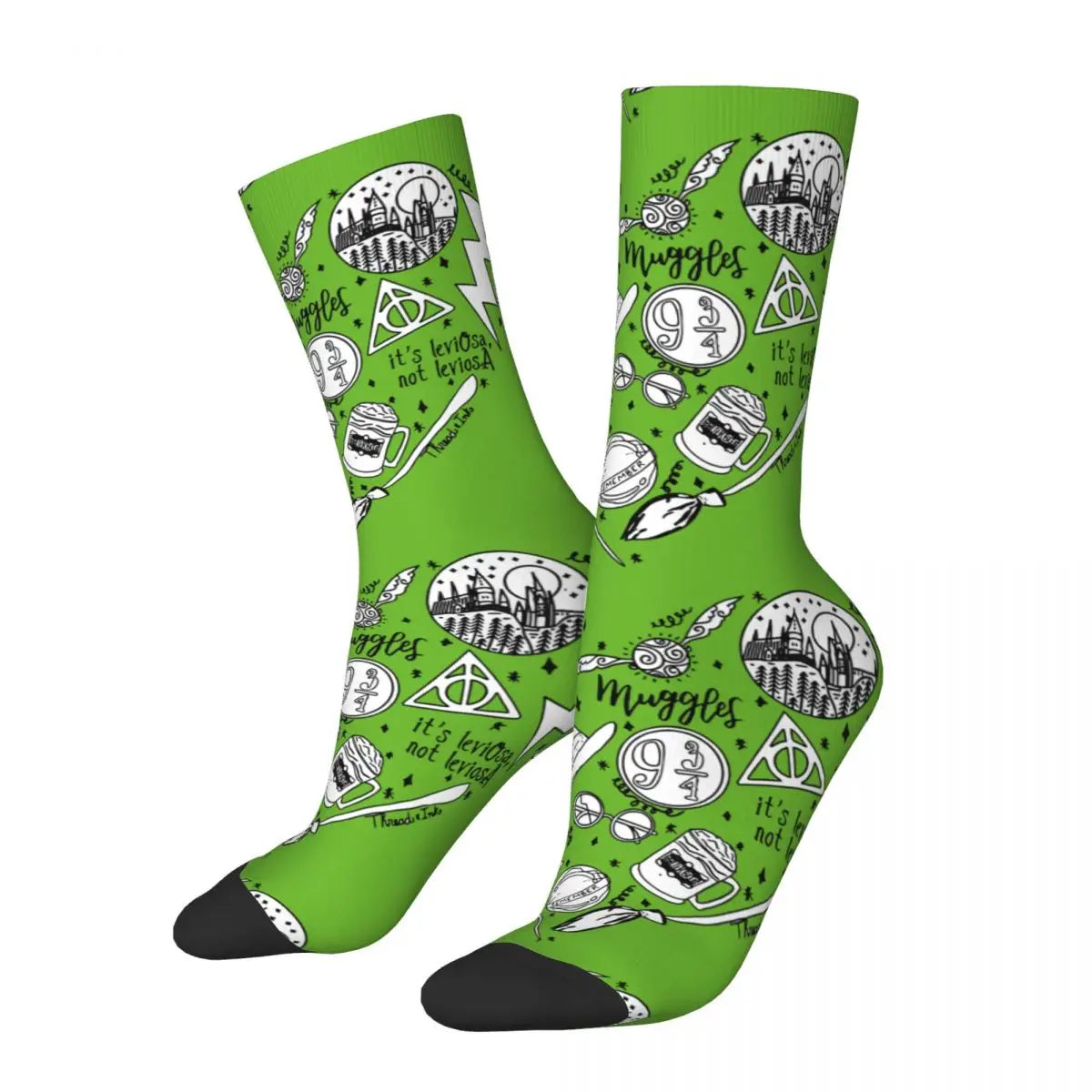 Universal Studios 2024 , Wizard School Crazy Men's Socks Unisex happy days Harajuku Seamless Novelty Happy Crew Sock Boys Gift