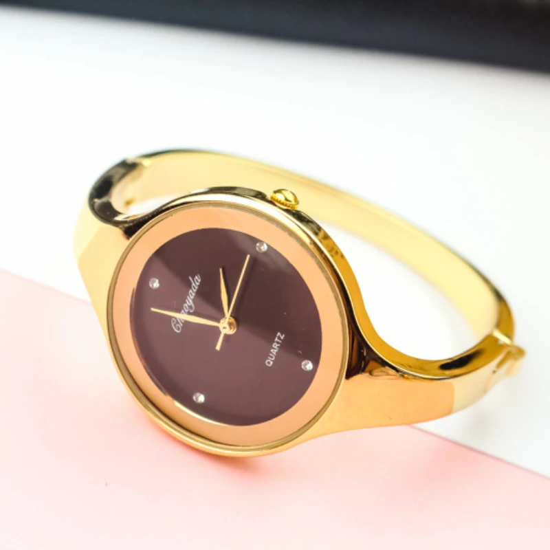 Reloj de pulsera redondo para mujer y niña, cronógrafo de cuarzo de acero inoxidable, sencillo, informal, a la moda