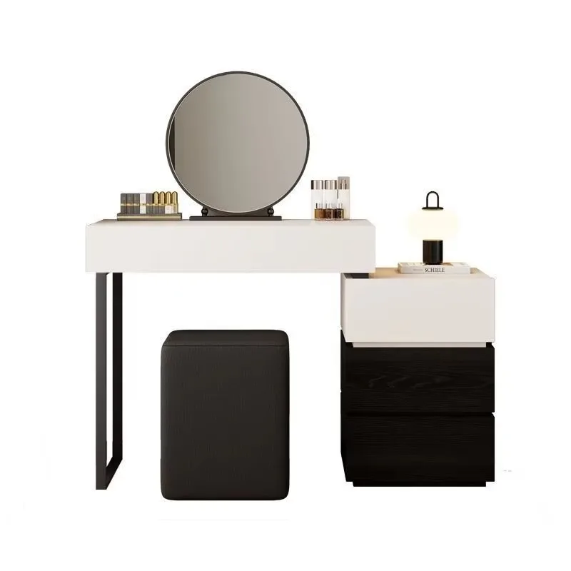 The new solid wood simple and modern dresser with mirror and retractable function is suitable for makeup in small bedrooms