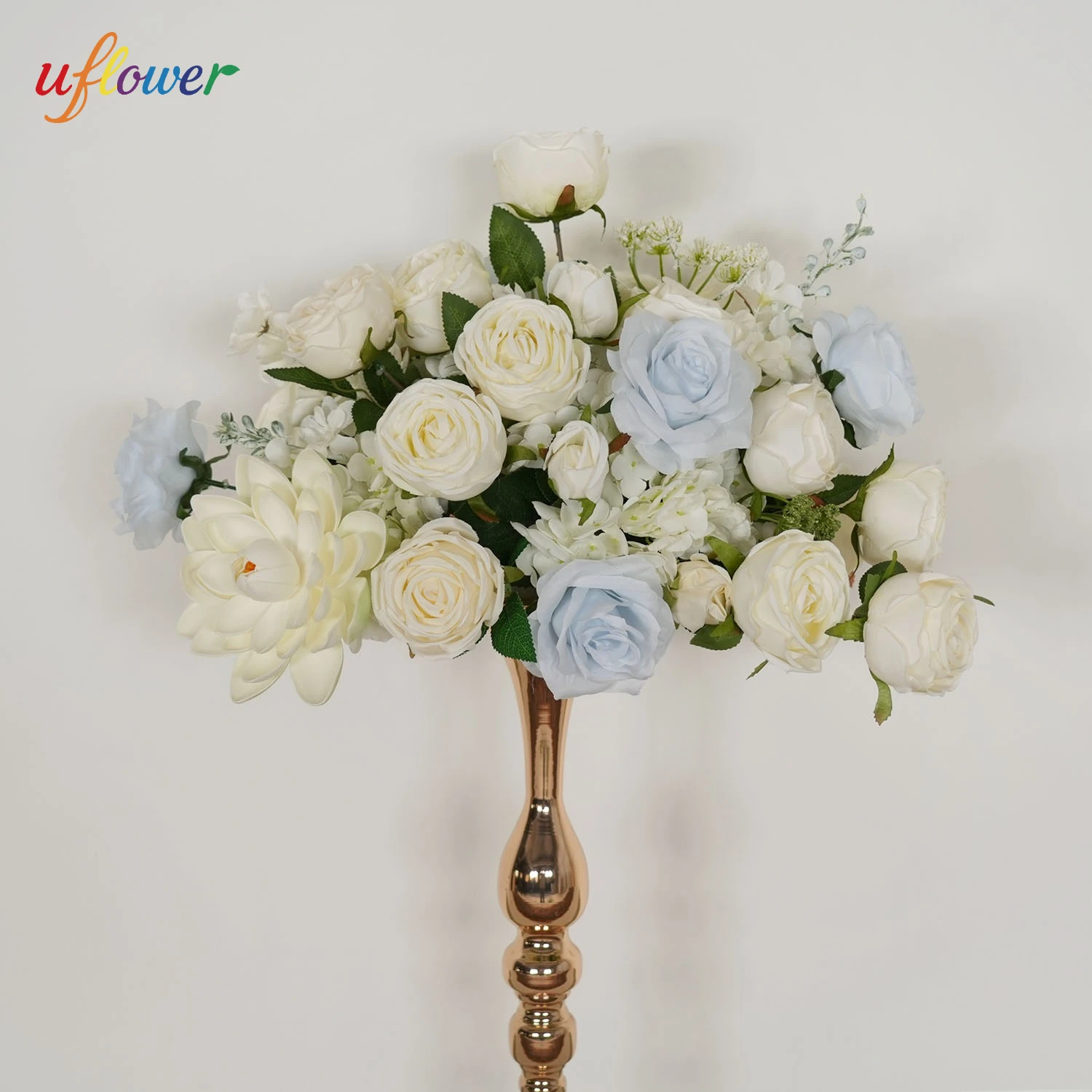 

Uflower Artificial Flowers Hydrangea Rose Green Leaf Garland Wedding Backdrop Decor Table Centerpiece Road Leading Flower Ball